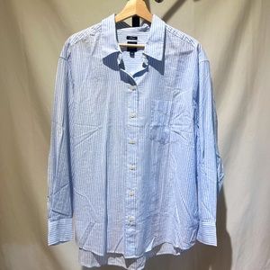 GAP Oversized Boxy Crinkle Metallic Button down Shirt